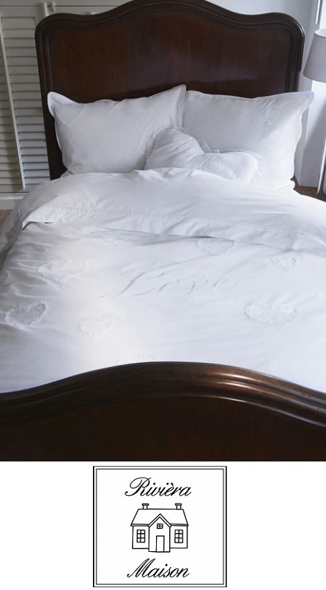 Riviera Maison Love Lace duvet cover,wit hart,borduur, overtrek romantiek,lavendel geur zakje